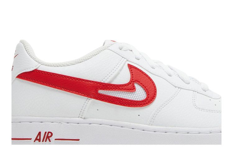 Nike Air Force 1 Low White Red Cut-Out Swoosh (GS)