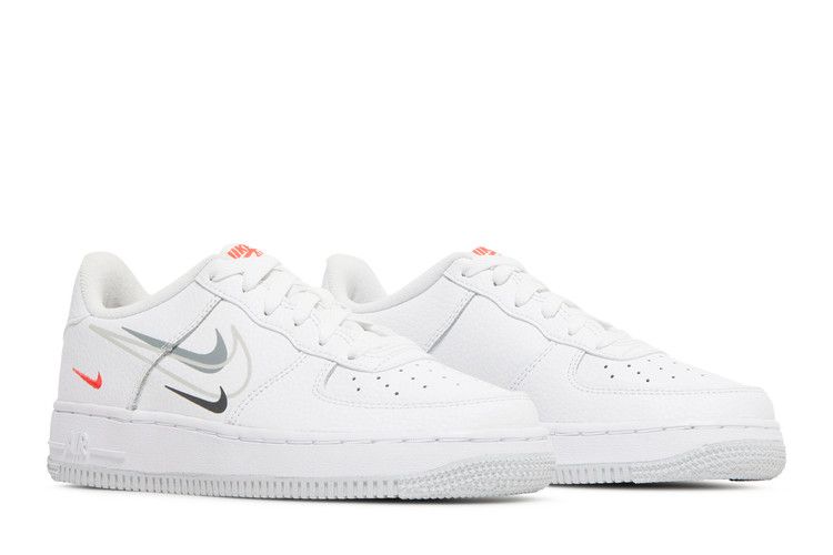 Nike Air Force 1 Low Multi-Swoosh White Particle Grey Photon Dust Bright Crimson (GS)